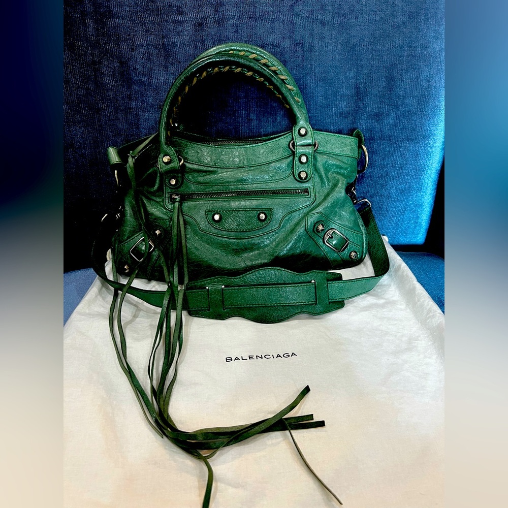 Balenciaga Leather city bag Green